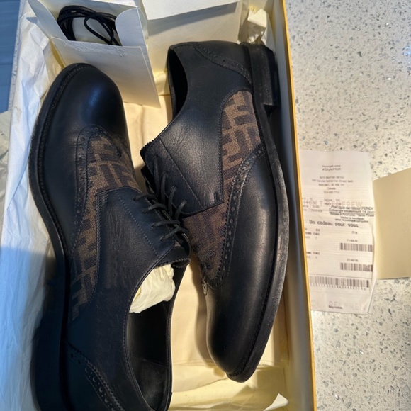 Fendi FF-motif detailed lace up derbys for men size 10 - Picture 3 of 5